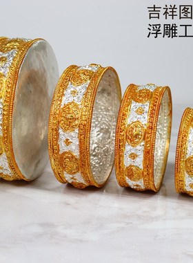 尼泊尔手工四方托盘鎏金银曼扎盘供修曼茶罗纯铜曼达盘多种型号