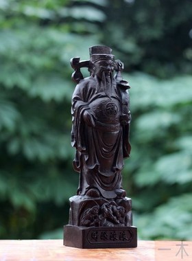 越南沉香实木雕财神爷佛像雕刻中式家用桌面摆件店铺办公室工艺品