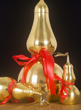 铜胡芦纯铜摆件家用镇宅开口葫芦铜壶卢工艺品招财空心壶芦葫瓶