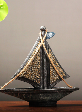 复古北欧风格家居装饰品帆船摆件卧室书房装饰柜摆设客厅台面摆饰