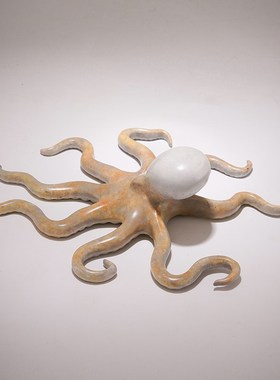 铜摆件《望潮》铜工艺品 家居饰品桌面装饰章鱼墨鱼海洋生物 礼物