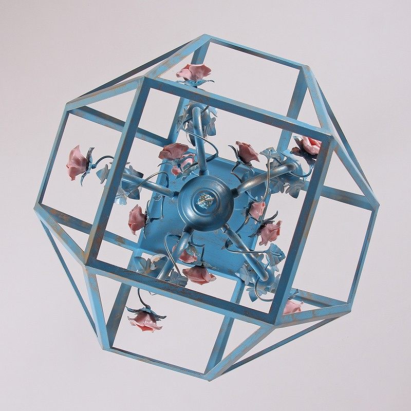 美苑田园吊灯餐厅服装店咖啡厅吧台蓝色复古铁艺花草菱形鸟笼吊灯,淘宝优惠券,粉丝福利购,淘宝优惠卷