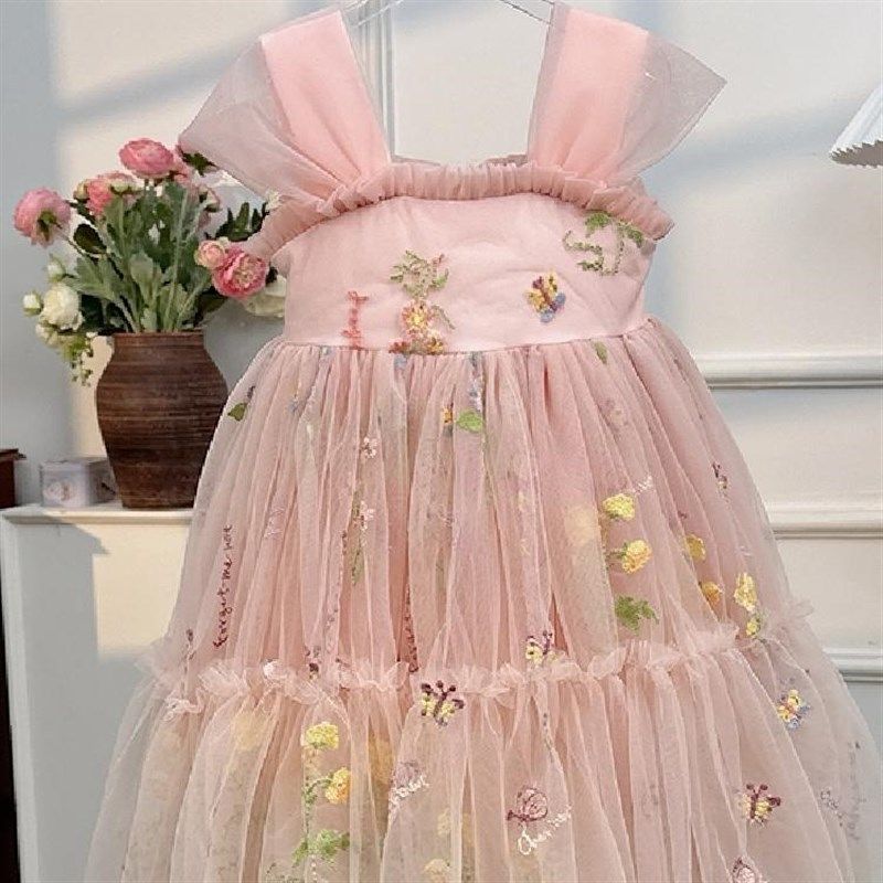 2024夏季网纱蓬蓬裙无袖吊带薄荷曼波汉服纱裙中国风洋气好看童装,淘宝优惠券,粉丝福利购,淘宝优惠卷