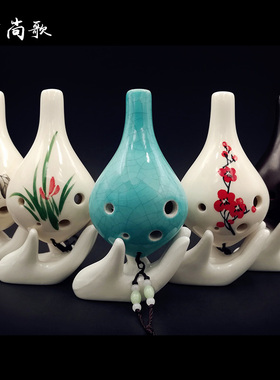 6孔12孔陶笛佛手手托白色陶瓷观音白瓷手珠宝首饰摆件拍照道具