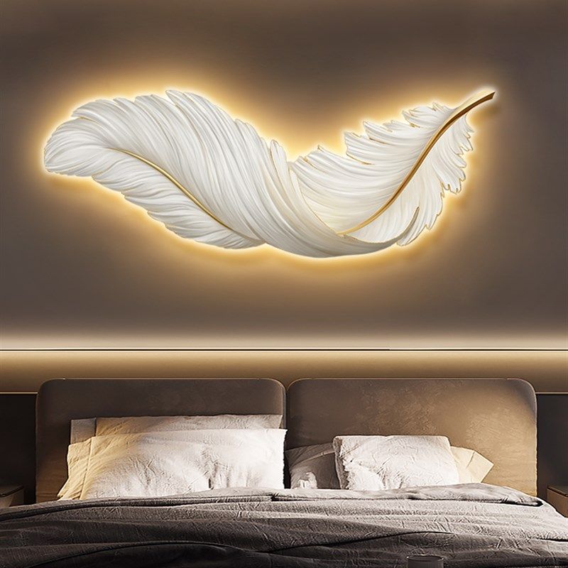 轻奢羽毛玄关装饰画客厅沙发背景墙挂画卧室床头壁画LED气氛灯画,淘宝优惠券,粉丝福利购,淘宝优惠卷