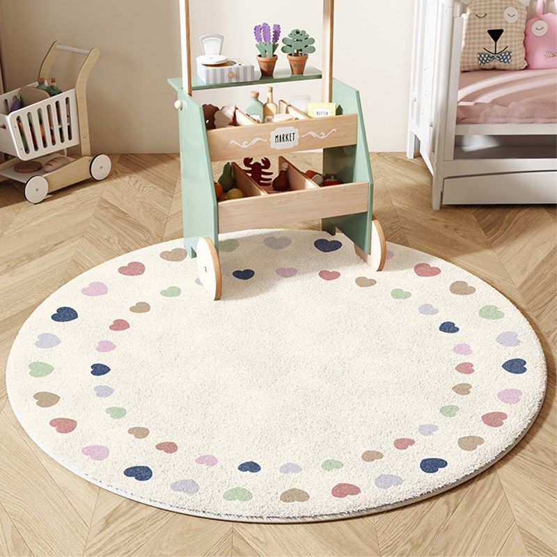奶油风客厅地毯圆形儿童卧室加厚床边毯沙发茶几毯仿羊绒防滑椅垫,淘宝优惠券,粉丝福利购,淘宝优惠卷