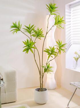 百合竹子人造花绿色植物典雅可及豪华彷生植物客厅电视柜地板装饰