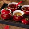 Modified teacup wedding set, pair of bowls and chopsticks, red wedding bowl, dowry tea set, wedding supplies, toasting cup collection