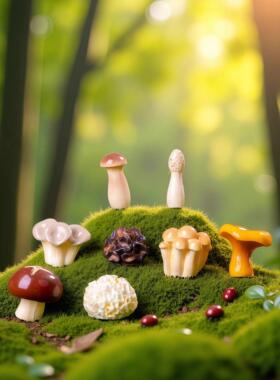 仿真写实蔬菜模型食玩小蘑菇香菇羊肚菌玩偶微景观摆件迷你装饰品