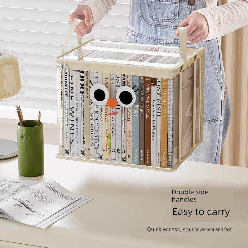 学生图书收纳盒教室家用防尘透明可折叠图书盒袋桌面旧书组织神器,淘宝优惠券,粉丝福利购,淘宝优惠卷