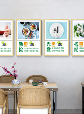 学校食堂文化墙挂画公司餐厅装饰画企业员工文明用餐壁画饭堂标语