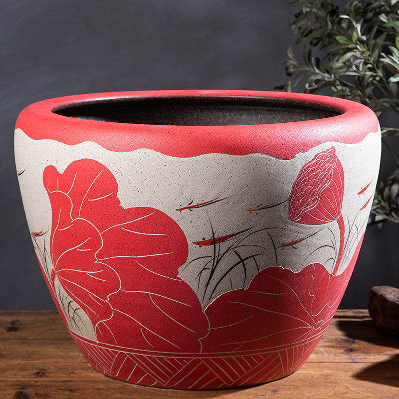 陶瓷金鱼缸睡莲荷花碗莲缸阳台养乌龟缸特大号庭院种树仿古大缸,淘宝优惠券,粉丝福利购,淘宝优惠卷