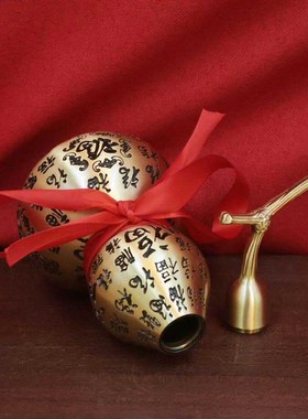 黄铜22cm百福铜葫芦福禄招财空心开盖开口桌面办公家居摆件装饰品