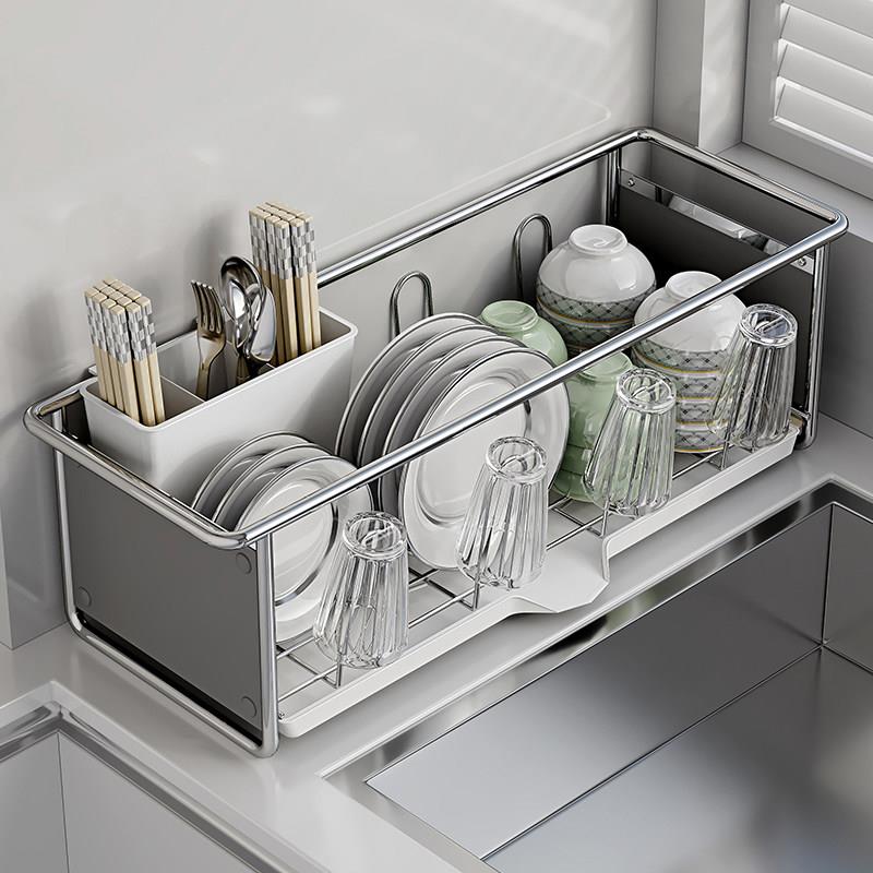 Kitchen dish rack, drain rack, chopstick cage, dish cup storage rack, multi-functional dish rack, sink side rack