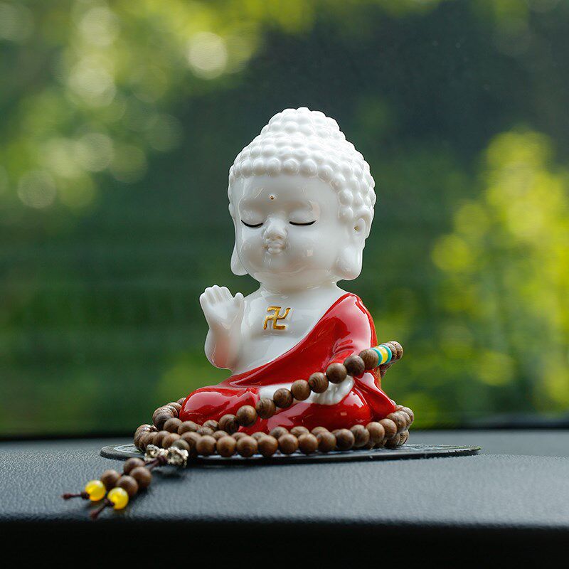 平安小如来汽车车载摆件创意陶瓷男士车内中控仪表台高档装饰用品,淘宝优惠券,粉丝福利购,淘宝优惠卷