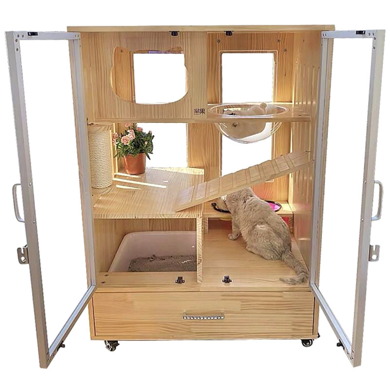 家用不占地小户型猫窝猫别墅带厕所猫柜室内一体式猫笼实木猫屋,淘宝优惠券,粉丝福利购,淘宝优惠卷