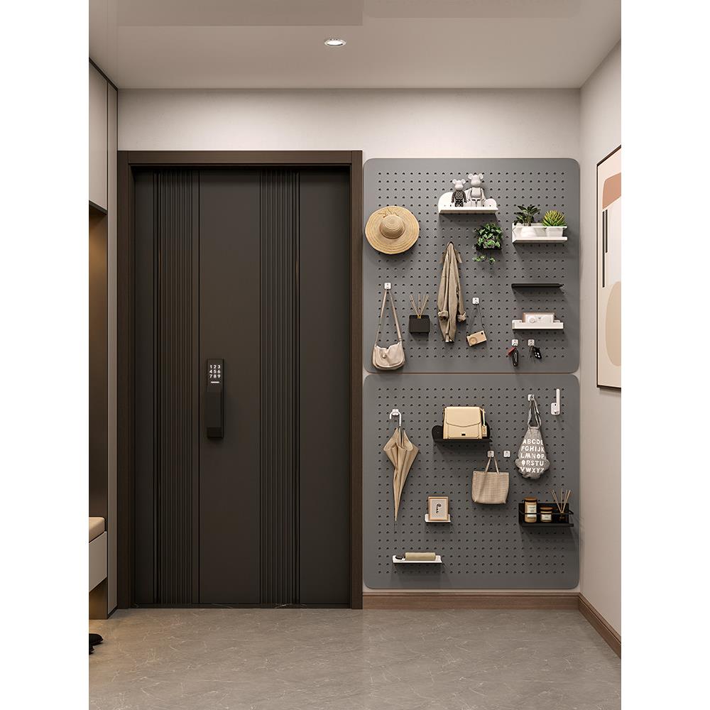 Metal perforated board custom entry door porch balcony desk wall storage rack wall magnetic storage rack accessories