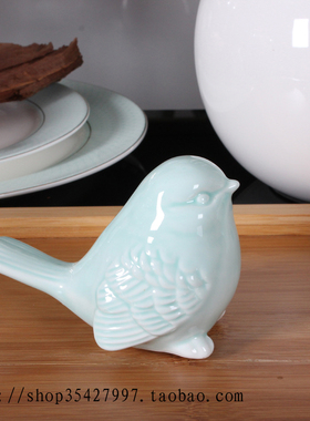 田园风格新中式陶瓷可爱创意小鸟摆件简易家装饰工艺品3个起包邮