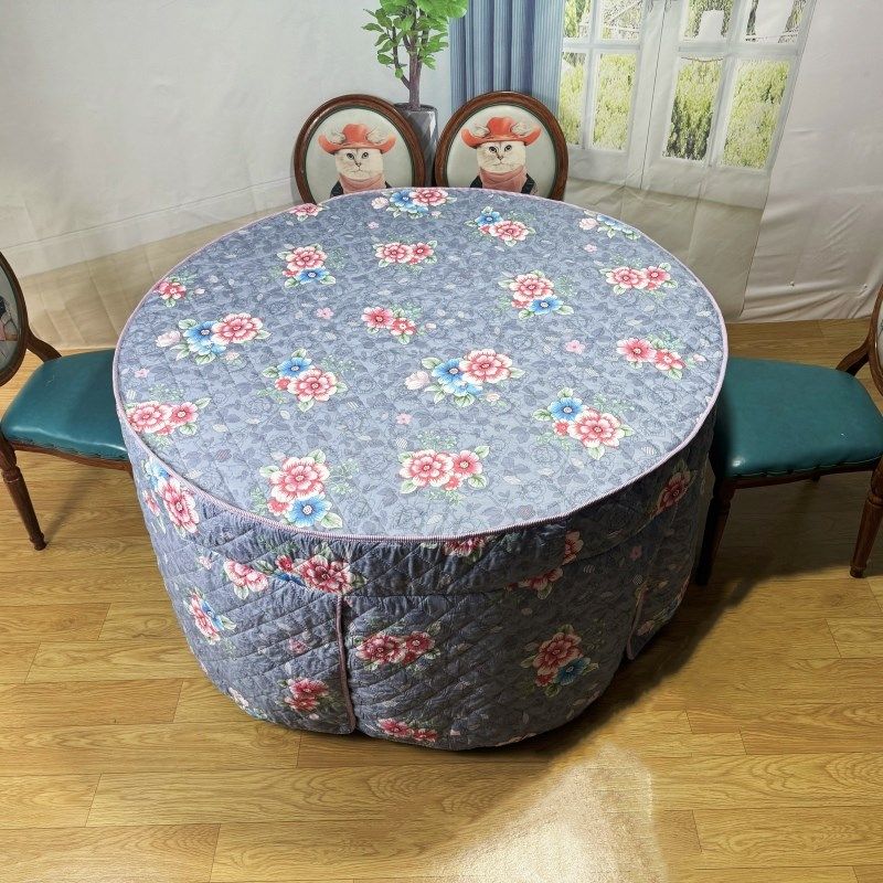 圆桌烤火罩加厚棉圆桌取暖桌布套木圆桌烤火罩子电炉圆桌棉布桌罩,淘宝优惠券,粉丝福利购,淘宝优惠卷