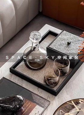 样板间酒柜酒具威士忌杯组合摆件售楼处水吧台创意玻璃酒具饰品