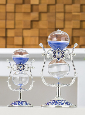 欧式摆件旋转计时沙漏装饰品家居客厅玄关电视高档奢华摆设工艺品