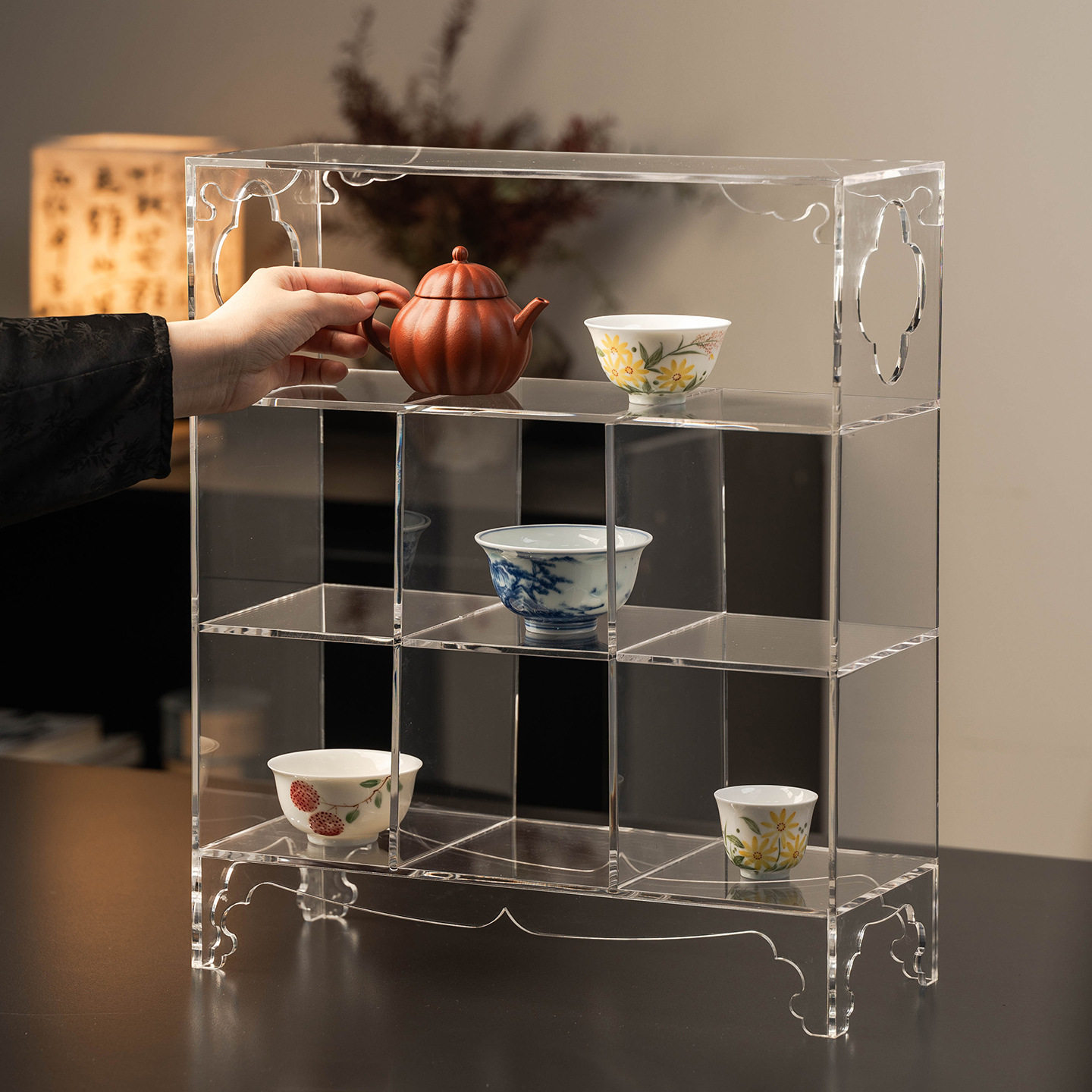 Miyan Acrylic Transparent Tea Set Display Storage Cabinet