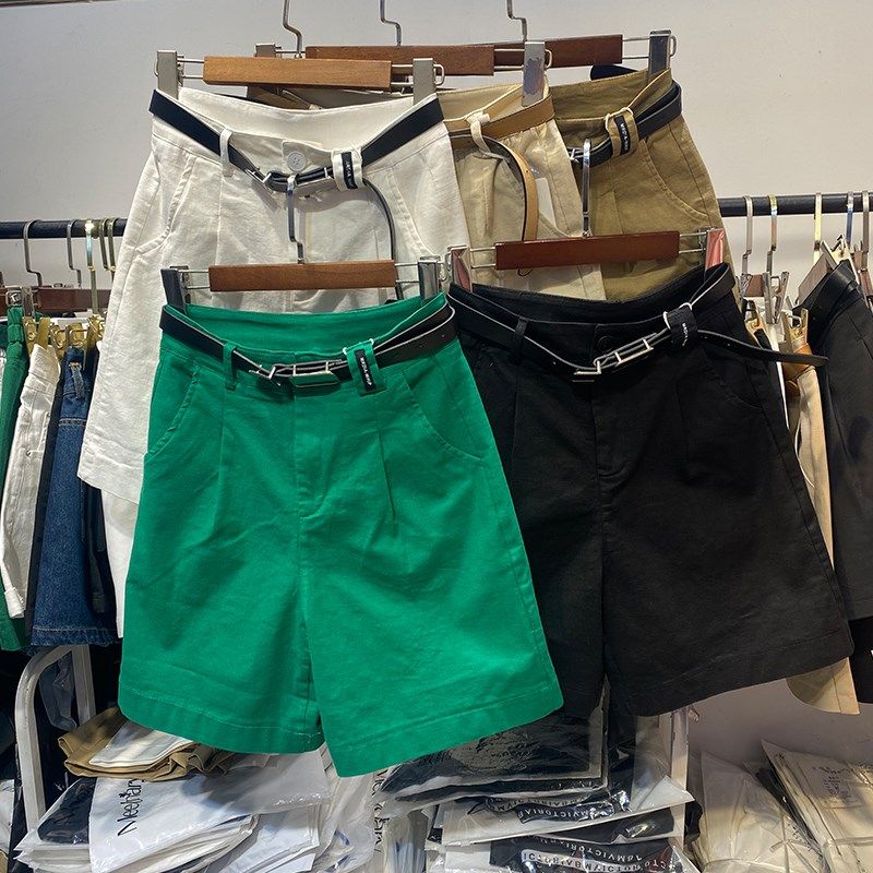 卡其色短裤女装宽松2024新款夏季外穿高腰a字五分阔腿休闲中裤子,淘宝优惠券,粉丝福利购,淘宝优惠卷