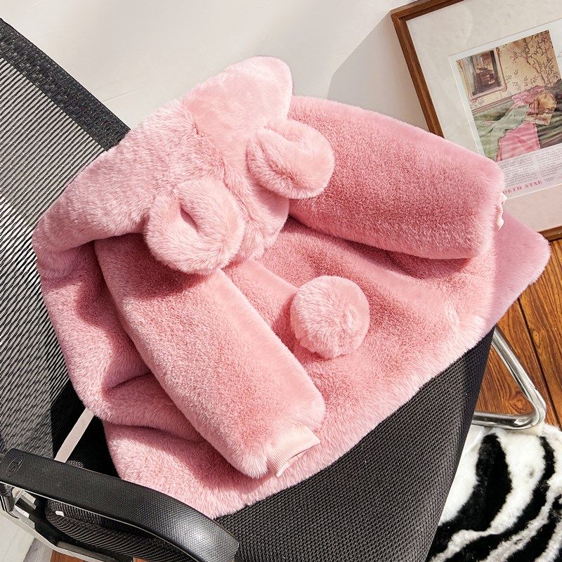 儿童皮草仿兔绒加绒加厚棉衣女童男童小宝宝连帽外套中长款冬季韩,淘宝优惠券,粉丝福利购,淘宝优惠卷