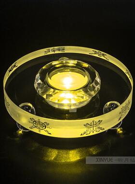 新款水晶球底座托发光佛像圆形玻璃七彩色水晶球现代工艺品底座