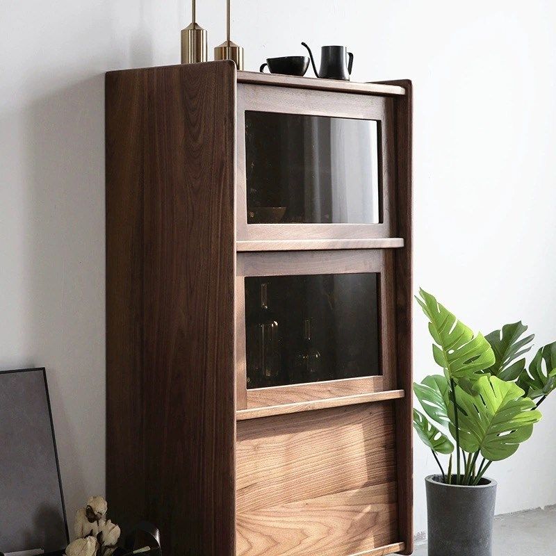 黑胡桃实木电视边柜沙发立柜北欧餐边柜客厅收纳柜厨房置物柜碗柜,淘宝优惠券,粉丝福利购,淘宝优惠卷