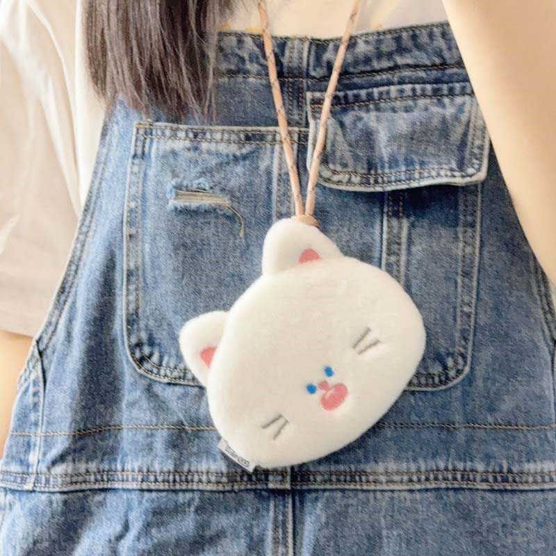 可爱猫咪挂脖包毛绒小众创意零钱包卡通耳机包女生卡包钥匙包礼物,淘宝优惠券,粉丝福利购,淘宝优惠卷