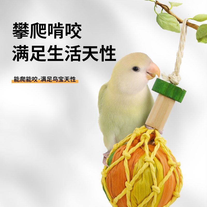 优嗖鹦鹉啃咬玩具藤球天然健康玉米叶木块挂串鸟笼造景解闷磨喙,淘宝优惠券,粉丝福利购,淘宝优惠卷