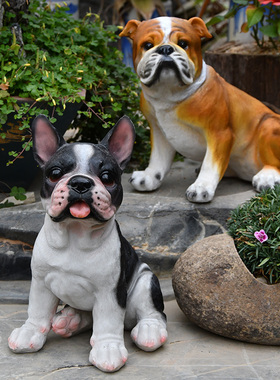 创意萌犬摆件庭院装饰动物狗狗欢迎牌树脂雕塑花园阳台家居工艺品