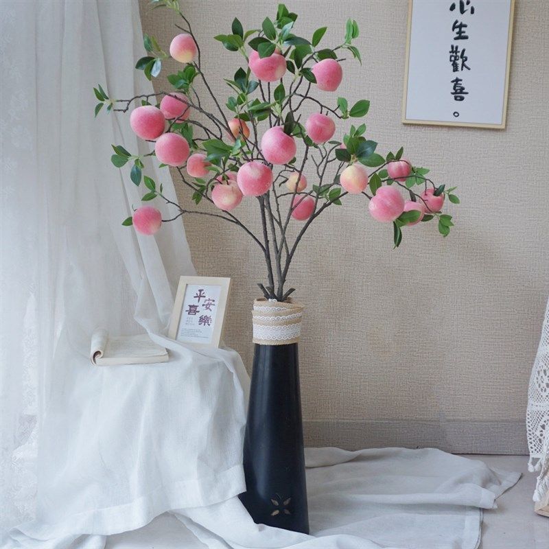 落地长枝水蜜桃果枝仿真花桃子假花水果干枝装饰客厅中式家居摆设,淘宝优惠券,粉丝福利购,淘宝优惠卷