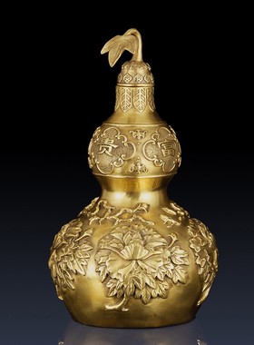 铜开盖葫芦摆件富贵玉堂家居工艺装饰品摆件吉祥富贵大号开口葫芦