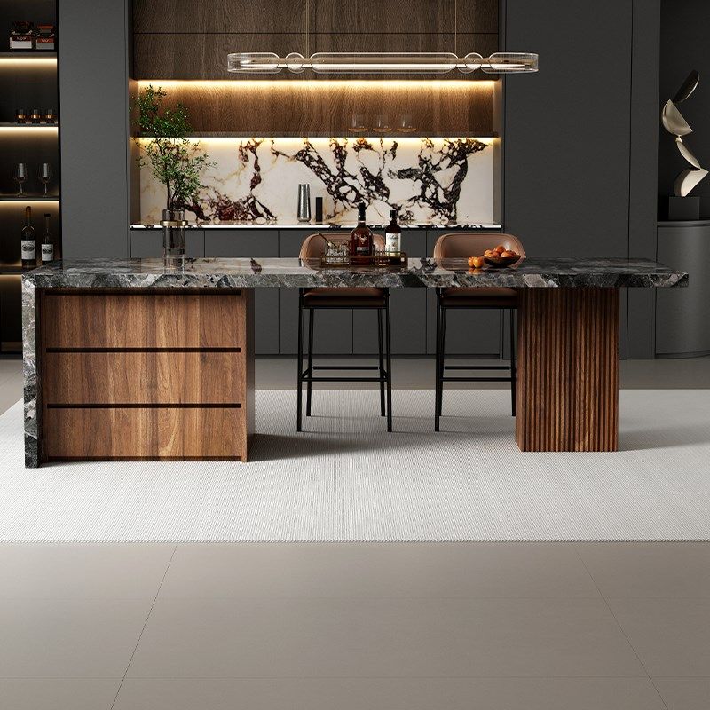 齐平岛台餐桌一体开放式高端家用高级导台定制岩板倒台意式风吧台,淘宝优惠券,粉丝福利购,淘宝优惠卷