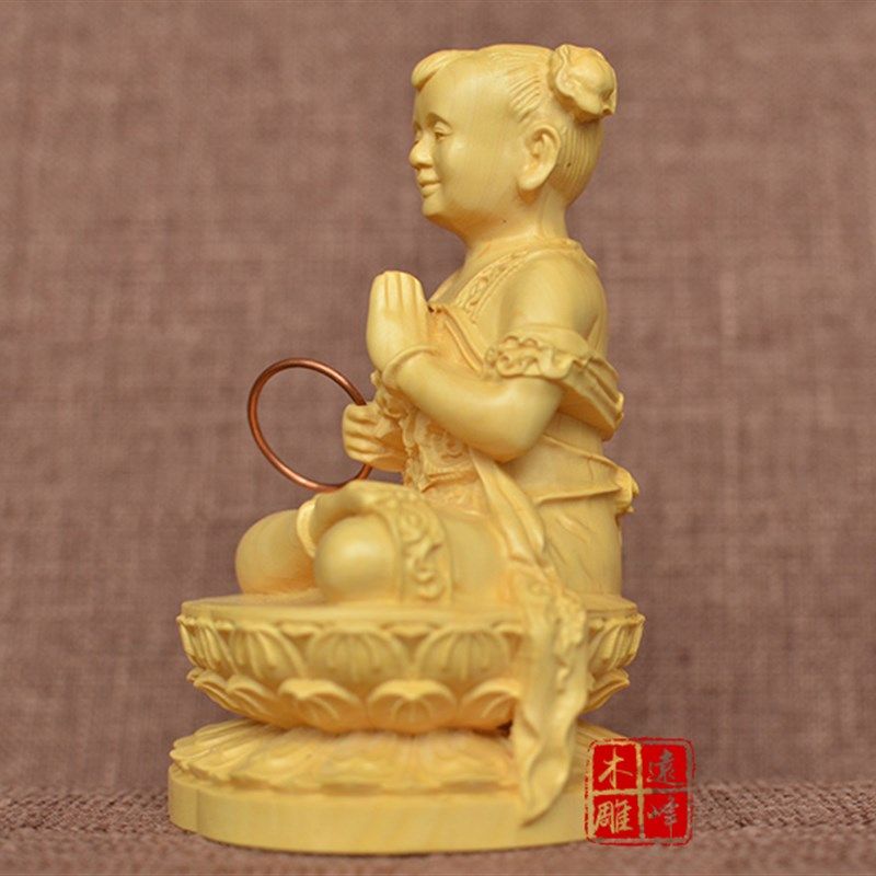 黄杨木雕实木雕刻哪吒三太子莲花太子中坛元帅精雕工艺品摆件4寸,淘宝优惠券,粉丝福利购,淘宝优惠卷