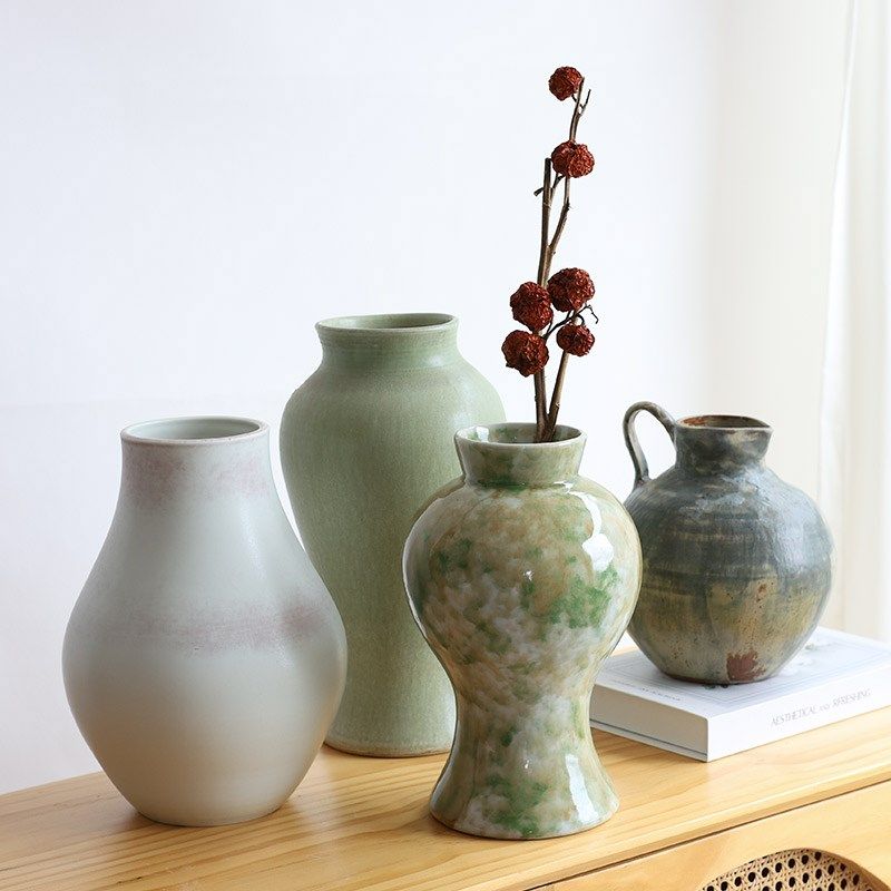 油画风陶瓷花瓶高级感艺术美学创意复古陶罐花瓶摆件客厅插花孤品,淘宝优惠券,粉丝福利购,淘宝优惠卷