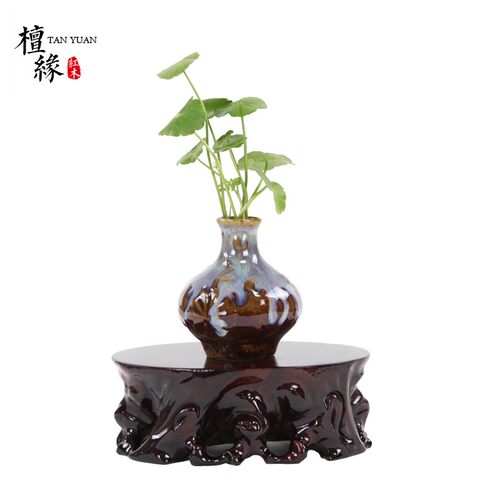 马拉斯木根雕底座套装奇石底座蛋形底座实木花盆景玉石头木托 - 图1