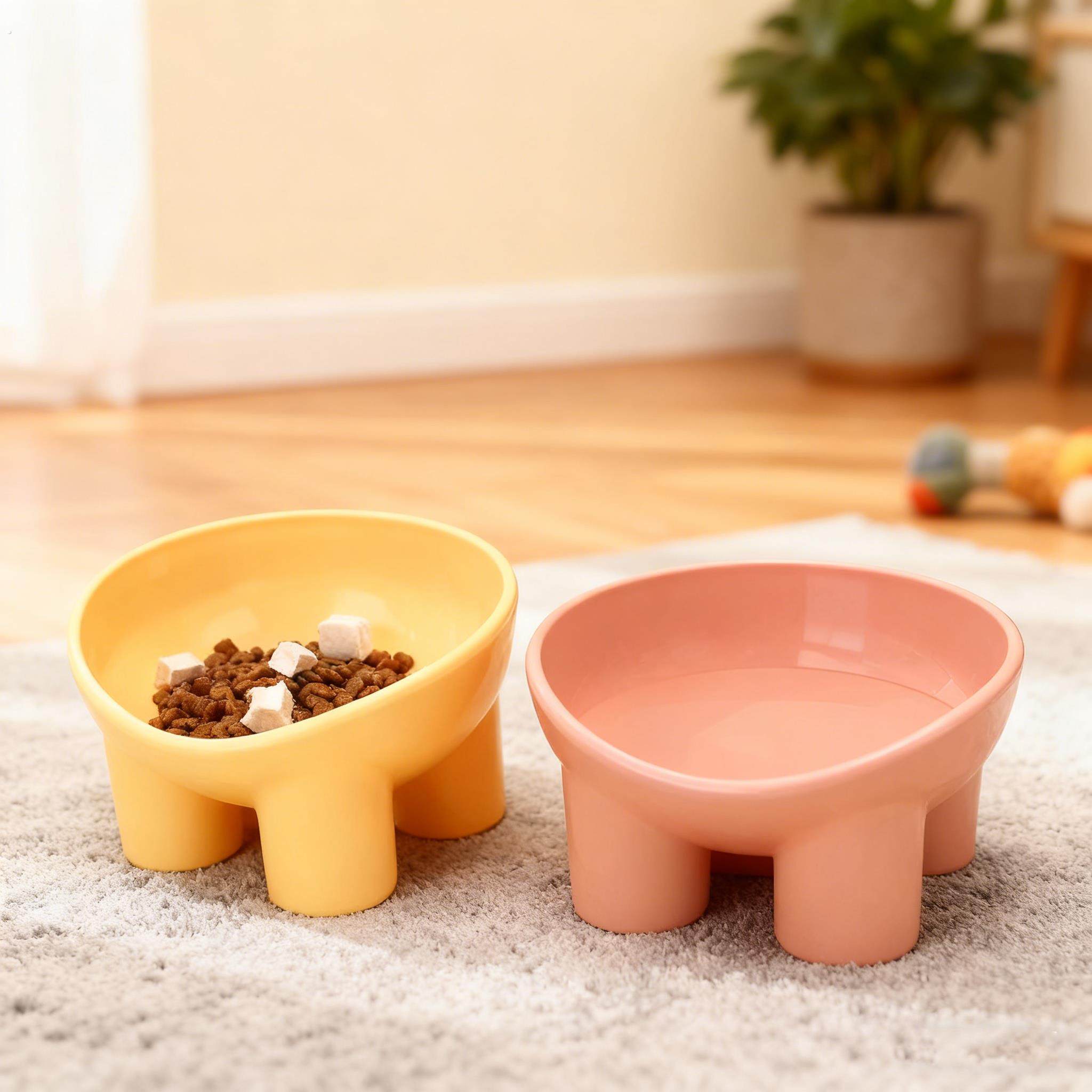 猫狗碗慢食碗宠物碗马卡龙色护颈碗高脚斜口饮水防打翻狗宠物用品,淘宝优惠券,粉丝福利购,淘宝优惠卷