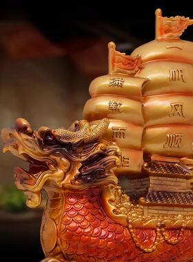 一帆风顺帆船饰品公司开业礼品客厅饰品吉祥龙船鎏金铜色工艺品