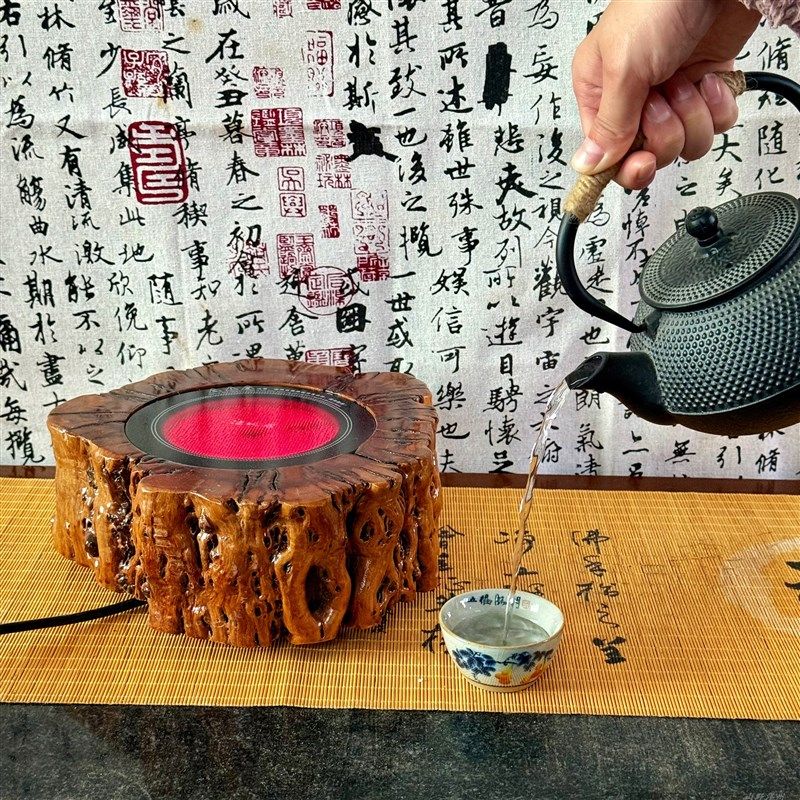 枣木茶炉中式复古电陶炉煮茶器围炉罐罐烧茶炉新款家用创意电炉,淘宝优惠券,粉丝福利购,淘宝优惠卷