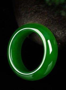 赌神同款戒指碧玉戒指和田玉菠菜绿指环男女戒指打麻将和田玉指环