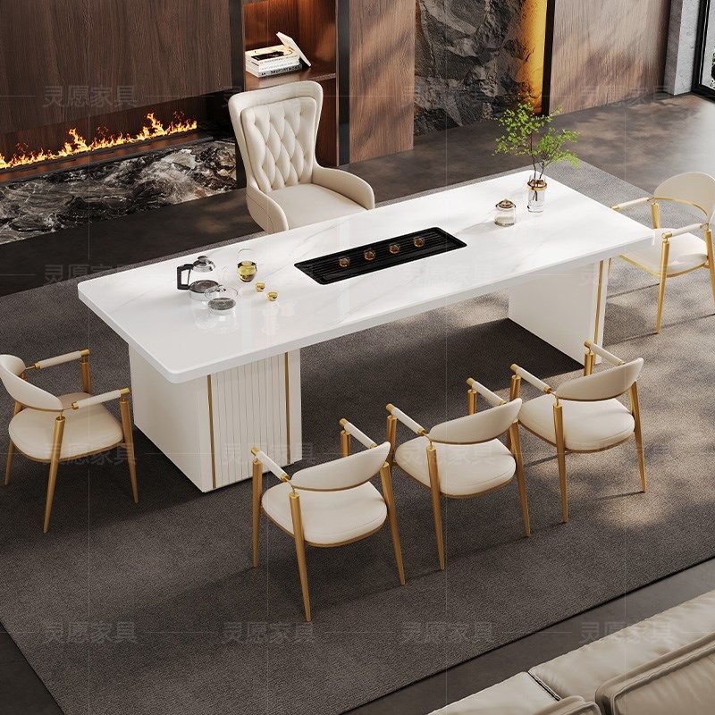 实木岩板茶桌椅组合轻奢现代办公泡茶台高级感接待桌阳台泡茶桌子,淘宝优惠券,粉丝福利购,淘宝优惠卷