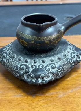 山西青石精美桌面摆件四兽头石鼓