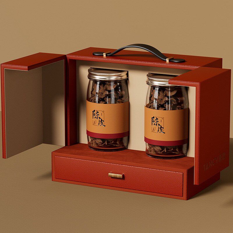 高档皮质陈皮盒包装 手提礼品空盒 珍藏新会陈皮茶叶年货盆菜礼盒,淘宝优惠券,粉丝福利购,淘宝优惠卷