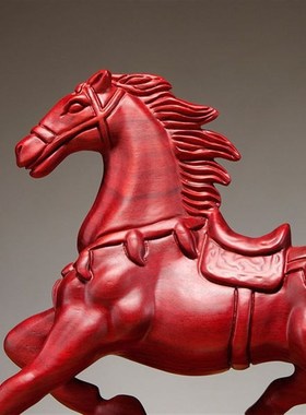 红花梨木雕马摆件实木马雕刻工艺品红木马摆件木马摆件开业送礼品