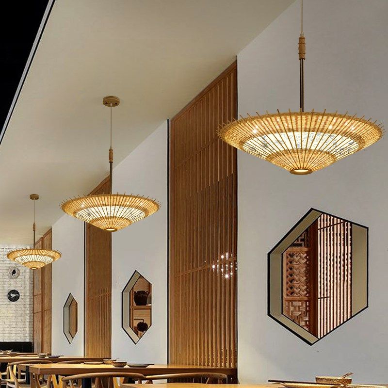 伞灯吊灯中国风 竹灯 竹艺竹编射灯 新中式餐厅民宿楼梯 日式吊灯,淘宝优惠券,粉丝福利购,淘宝优惠卷