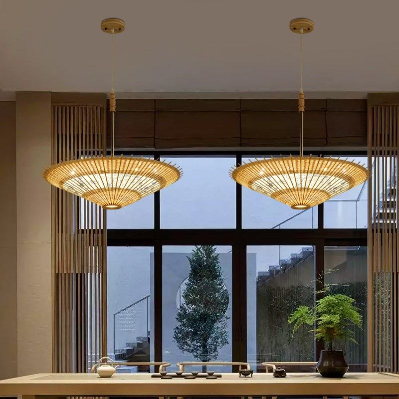 伞灯吊灯中国风 竹灯 竹艺竹编射灯 新中式餐厅民宿楼梯 日式吊灯,淘宝优惠券,粉丝福利购,淘宝优惠卷