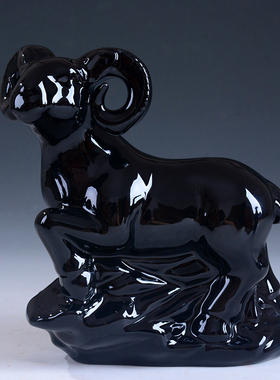 陶瓷黑色牛摆件牛年动物水牛工艺品十二生肖动物大号客厅送礼礼物